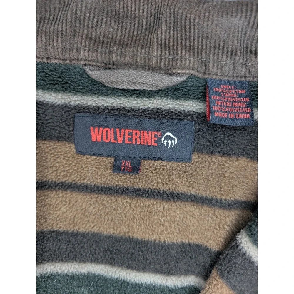 Wolverine Mens Size XXL Brown Canvas Duck Jacket Fleece Lined Torso Quilted Arms